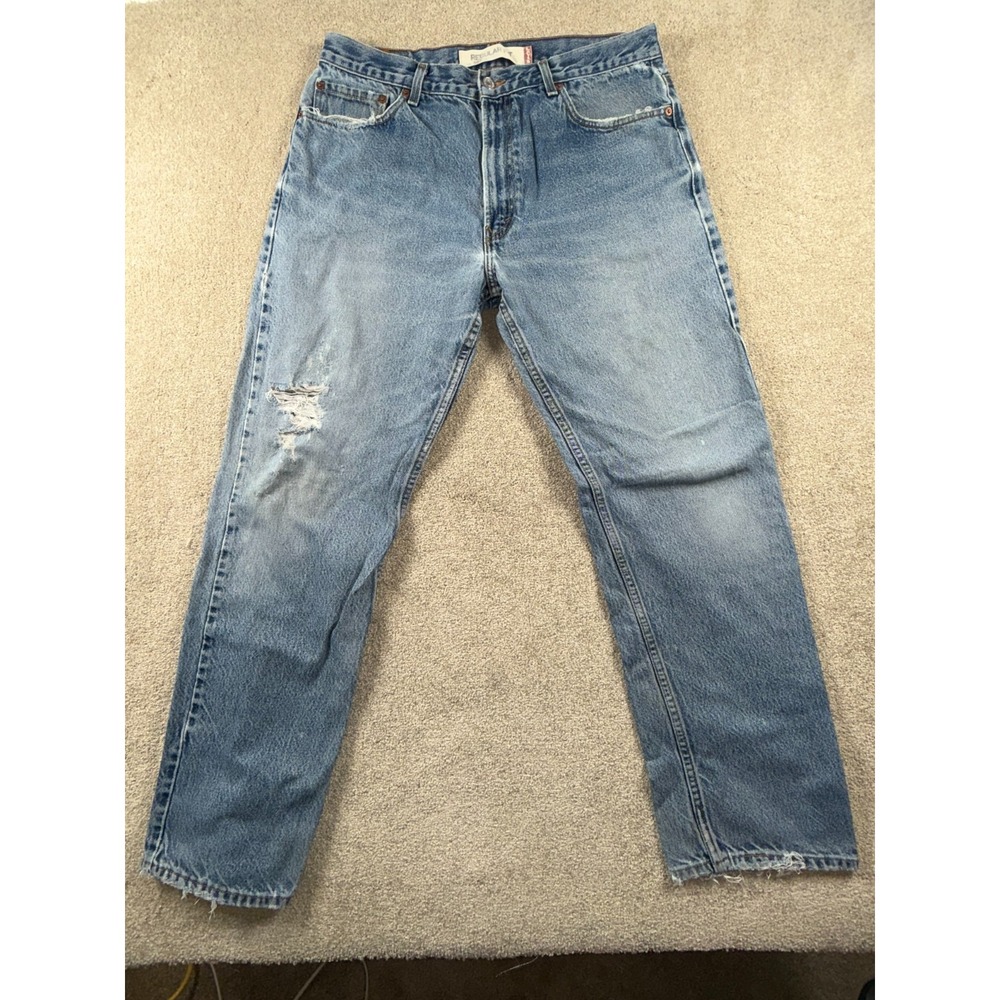 Levi's 505 Jeans Mens W36xL32 Blue Denim Cotton Mid Rise Everyday Wear Straight